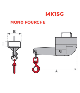 Crochet de levage galvanisé pour chariot élévateur MK30G